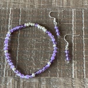 Set of Dangle Bead Earrings and Bracelet